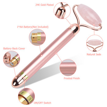 Electric Roller Rose Quartz Roller Facial Massager 2 σε 1 Face-lifting Massager Lifting Slimming Facial Massage Beauty Tool