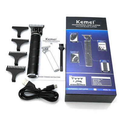 Kemei T9 Men Electric Hair Trimmer 0mm Baldheaded Barber Hair Clipper Professional Hair Clipper Ασύρματο μηχάνημα κοπής μαλλιών