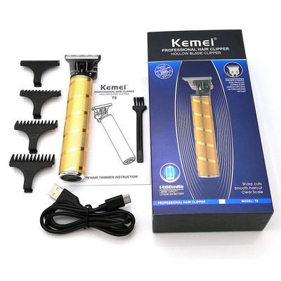Kemei T9 Men Electric Hair Trimmer 0mm Baldheaded Barber Hair Clipper Professional Hair Clipper Ασύρματο μηχάνημα κοπής μαλλιών