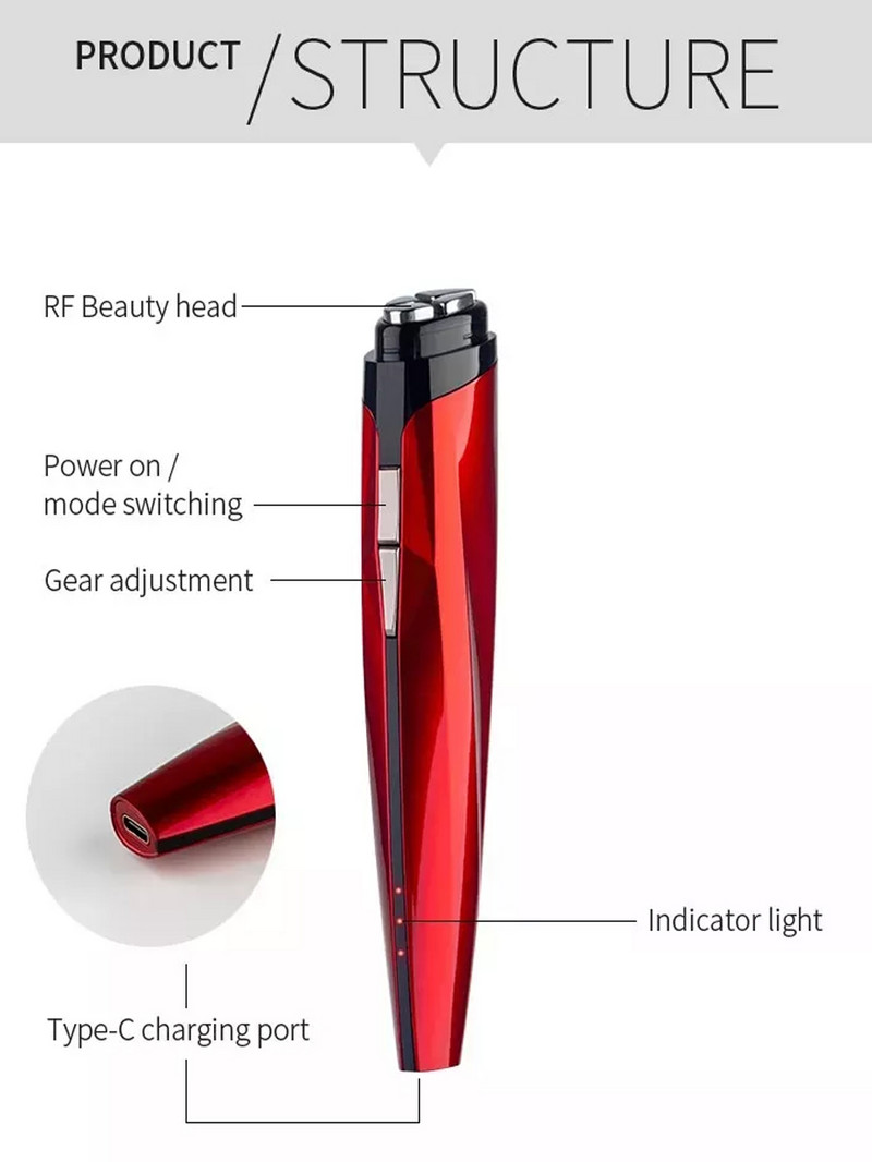 Rádiófrekvenciás bőrfeszesítő arcmasszírozó készülék Ránctalanító EMS Face Lifting Eye arcmasszírozó LED foton bőrápoló gép