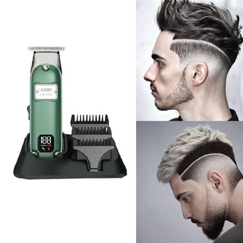 Изцяло метален професионален тример за коса за мъже Машинка за подстригване на брада Безжична електрическа машина за подстригване на коса Акумулаторна бръснарница