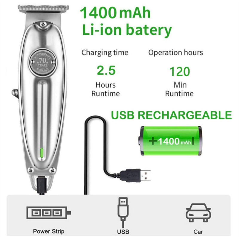 Kemei KM-1949 Profesionali baigiamoji plaukų kirpimo mašinėlė vyrams elektrinė belaidė plaukų kirpimo mašinėlė T formos ašmenimis drožyba plikos galvos plaukų kirpimo mašina