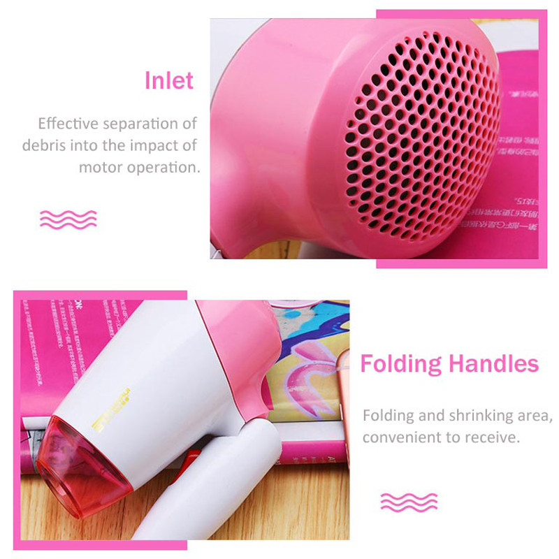 1300W Mini uscător de păr electric portabil cu aer rece/cald Mâner pliabil Echipament pentru salon de coafură cu zgomot redus Uscător de păr de călătorie 52D