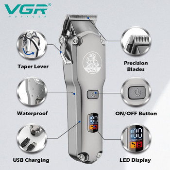 Γνήσιο VGR Cordless Combo Kit κουρευτική μηχανή για άνδρες Ηλεκτρικό πλενόμενο μηχάνημα κουρέματος για γένια Επαναφορτιζόμενη μηχανή κουρέματος