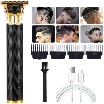 T9 Винтидж тример за коса Безжична електрическа машина за подстригване USB акумулаторна машинка за подстригване за мъже Бръснар Тример Самобръсначка за брада