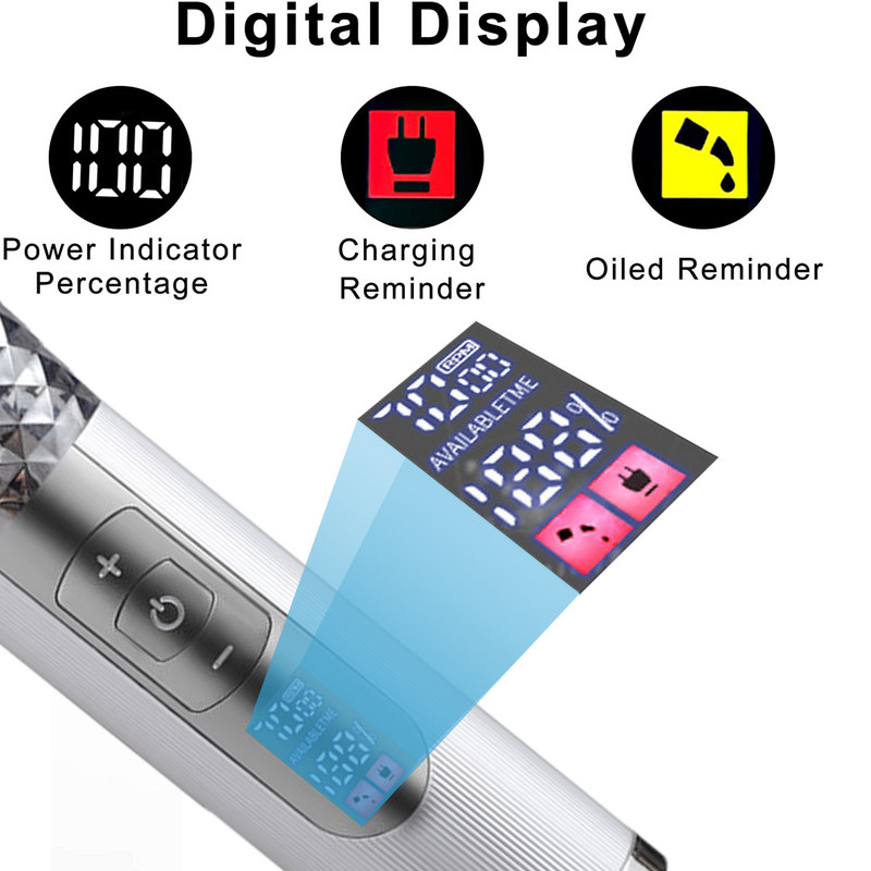 Profesionali vyrų plaukų kirpimo mašinėlė elektrinė barzdos kirpimo mašinėlė LED ekranas plaukų kirpimo peiliukas USB įkraunamas aparatas plaukų formavimas