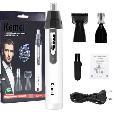 Kemei 3 az 1-ben elektromos orr-fülvágó férfi borotva epilátor újratölthető szőrtelenítő vágó szemöldökvágó borotvagép