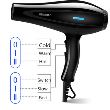 Ισχυρό επαγγελματικό πιστολάκι μαλλιών ηλεκτρικό πιστολάκι για ζεστό/κρύο άνεμο με ακροφύσιο συλλογής αέρα D40