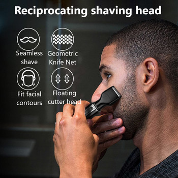 Επαναφορτιζόμενη ηλεκτρική κουρευτική μηχανή Kemei για άνδρες σετ περιποίησης γένια κουρευτική μηχανή φρυδιών προσώπου ξυριστική μηχανή αυτιών μύτης