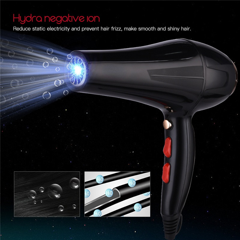2000 W Erőteljes professzionális hajszárító Hydra Negative Ion Salon Elektromos hajszárító Erős szél Kék fény Meleg hideg levegő fúvó