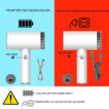 Сешоар Универсален USB безкабелен преносим акумулаторен инструмент за фризьорство Оборудване за домашен салон Сешоар с нисък шум Сешоар
