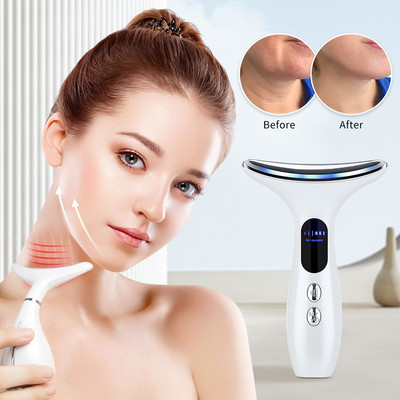 Neck Face Beauty Device Skin Tighten Anti Wrinkle EMS Lifting Neck Wrinkles Remover 3 Colors LED Photon Therapy Skin Care Tool