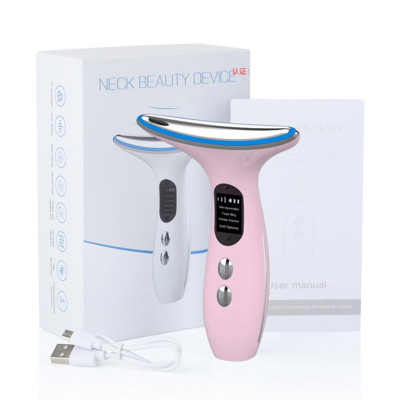 Neck Face Beauty Device Skin Tighten Anti Wrinkle EMS Lifting Neck Wrinkles Remover 3 Colors LED Photon Therapy Skin Care Tool