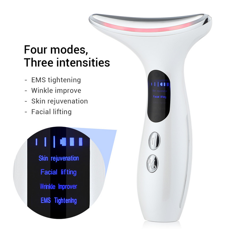 Neck Face Beauty Device Skin Tighten Anti Wrinkle EMS Lifting Neck Wrinkles Remover 3 Colors LED Photon Therapy Skin Care Tool