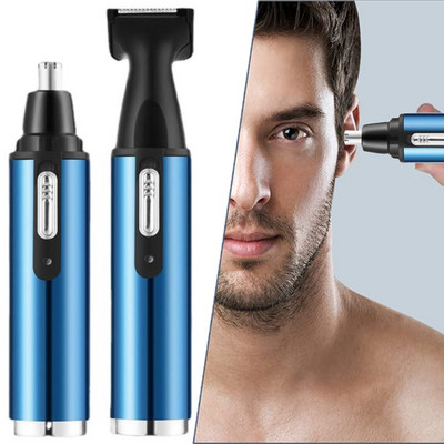Trimmer nou 2 în 1 pentru bărbați Trimmer electric pentru nas și urechi Trimmer reîncărcabil pentru păr Set de îngrijire pentru curățarea nasului și urechilor