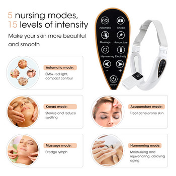 Συσκευή ανύψωσης προσώπου LED Photon Therapy Facial Slimming Vibration Massager Double Chin V Face Shaped Cheek Lift Belt Machine