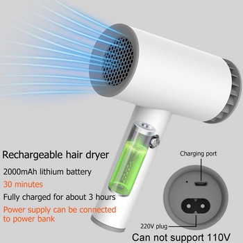 Универсален AC 220V USB акумулаторен сешоар за коса с горещ и студен вятър Пътуващ сешоар за рисуване на дома, на открито, САЩ щепсел