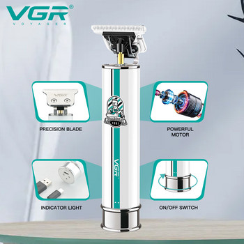 VGR Hair Trimmer T9 Hair Clipper Professional Hair Cutting Machine Ασύρματη επαναφορτιζόμενη μεταλλική ηλεκτρική κουρευτική μηχανή για άνδρες V-079