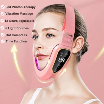 Συσκευή ανύψωσης προσώπου LED Photon Therapy Facial Slimming Vibration Massager Διπλό πιγούνι σε σχήμα V Μηχάνημα ζώνης ανύψωσης μάγουλων