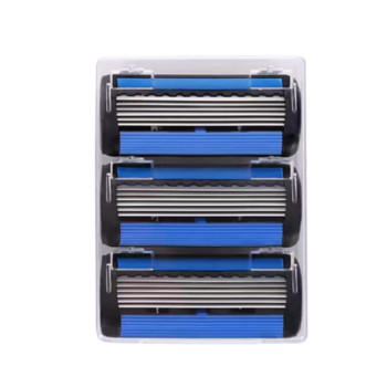 Ξυριστική μηχανή ασφαλείας 6 στρωμάτων (1 θήκη ξυραφιού + κεφαλή 7 λεπίδων) Σετ ξυραφιού ξυρίσματος κασέτας Ανδρικό μαχαίρι αποτρίχωσης προσώπου σε μπλε σώμα