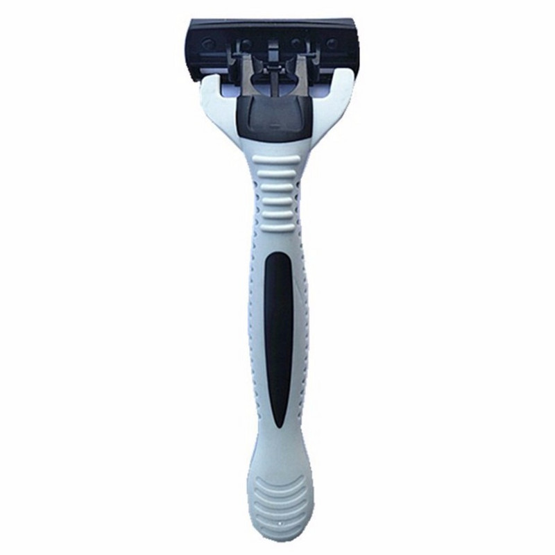 Ξυριστική μηχανή ασφαλείας 6 στρωμάτων (1 θήκη ξυραφιού + κεφαλή 7 λεπίδων) Σετ ξυραφιού ξυρίσματος κασέτας Ανδρικό μαχαίρι αποτρίχωσης προσώπου σε μπλε σώμα