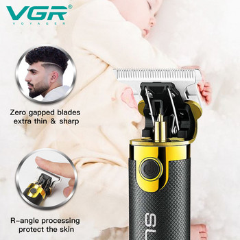 Оригинални VGR регулируеми USB зареждащи електрически тримери за коса Професионални акумулаторни бръснарски безжични машинки за подстригване за мъже