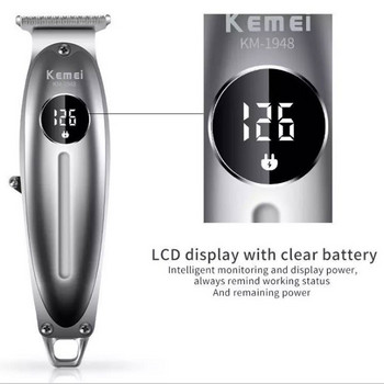 Kemei Professional Full Metal κουρευτική μηχανή για άντρες Ηλεκτρική επαναφορτιζόμενη λίθιο κουρευτική κουρευτική μηχανή LCD οθόνη για κούρεμα
