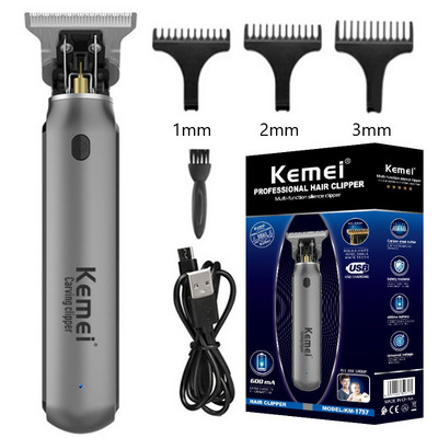 kemei KM-1757 hajvágó Férfi szakállvágó Zero Gapped T-Blade hajvágó gép Akkus professzionális fodrász élvágó