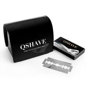 QSHAVE Регулируем безопасен комплект самобръсначки Държач за мъжки комплект за бръснене + Бръснач + Калъф за изхвърляне на острие + 15 комплекта остриета
