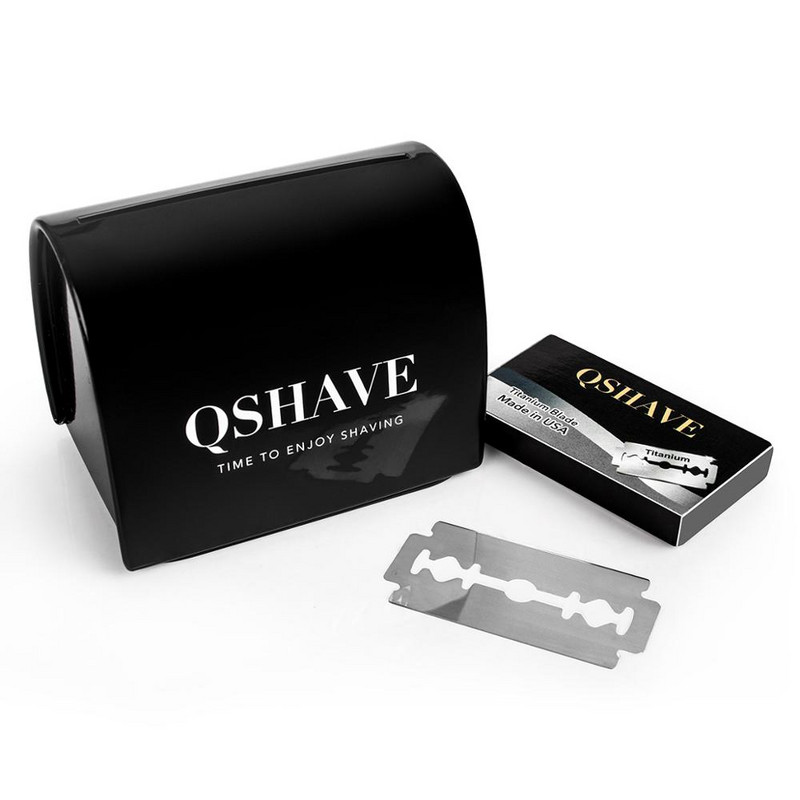 QSHAVE állítható biztonsági borotvakészlet férfi borotvakészlet tartó + borotva + penge eldobó tok +15 penge készlet