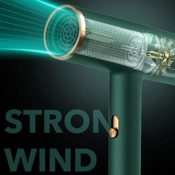 Професионален сешоар 32000 RPM Синя светлина Отрицателни йони Горещ естествен въздух Мощен силен вятър 2 предавки Нискошумна дюза за вентилатор