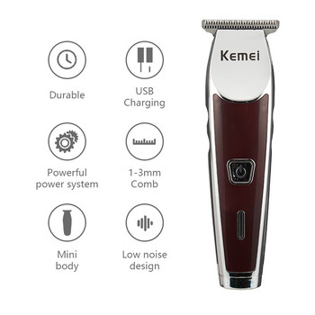 Επαγγελματική κουρευτική μηχανή Kemei Hair Clipper για άντρες Επαναφορτιζόμενη μηχανή κοπής Κούρεμα Cordless Beard Barber Ηλεκτρική ξυριστική μηχανή