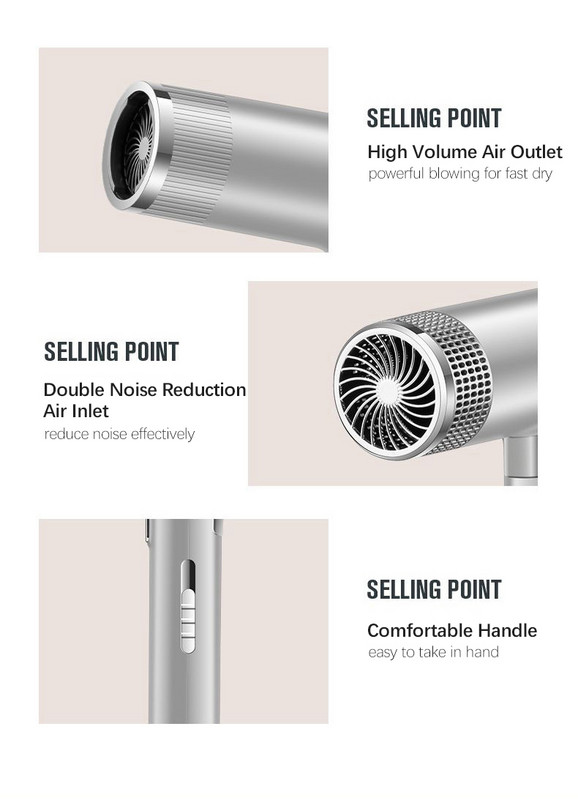 Galingas pūtimas plaukų džiovintuvas Profesionalus neigiamų jonų tylus plaukų džiovintuvas, mažas triukšmas, perkaitimas, apsaugantis plaukų džiovintuvą formavimo įrankis