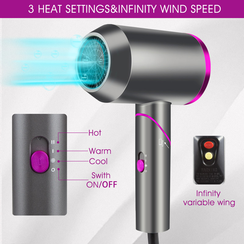 Επαγγελματικό πιστολάκι μαλλιών 2000W Στεγνωτήρας κομμωτηρίου ισχυρού ανέμου Hot & Cold Dry Hammer Blower Electric Hairdryer Salon Homeuse
