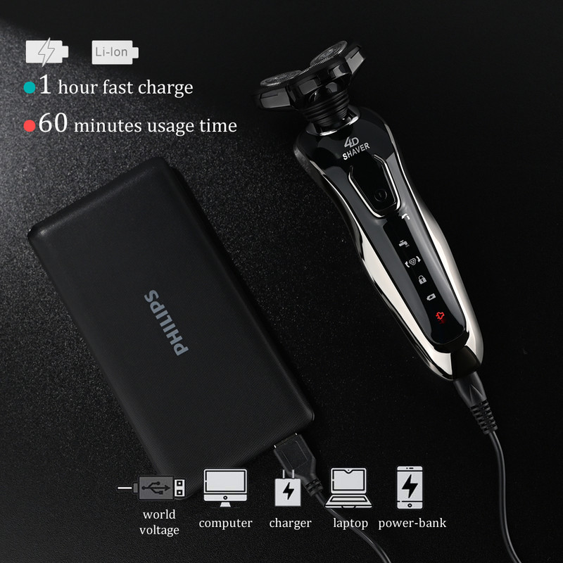 Naujas elektrinis skustuvas įkraunamas elektrinis skustuvas vyrams šlapias ir sausas 4D plaukiojančios galvutės skutimosi mašina barzdos kirpimo mašinėlė plaukų kirpimo mašinėlė