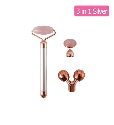 24K Gold Beauty Bar Arcmasszírozó Elektromos Vibráló Rózsakvarc 3D Roller Arc Lifting Test Arc Gua Sha Jade Roller