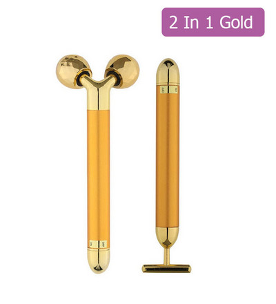 24K Gold Beauty Bar Arcmasszírozó Elektromos Vibráló Rózsakvarc 3D Roller Arc Lifting Test Arc Gua Sha Jade Roller