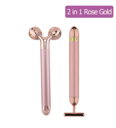 24K Gold Beauty Bar Arcmasszírozó Elektromos Vibráló Rózsakvarc 3D Roller Arc Lifting Test Arc Gua Sha Jade Roller
