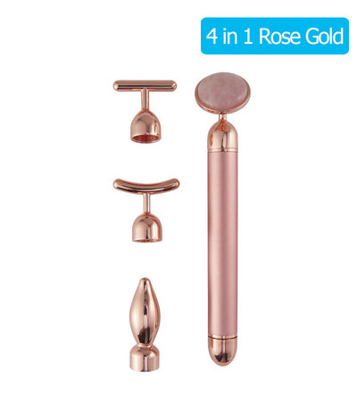 24K Gold Beauty Bar Arcmasszírozó Elektromos Vibráló Rózsakvarc 3D Roller Arc Lifting Test Arc Gua Sha Jade Roller