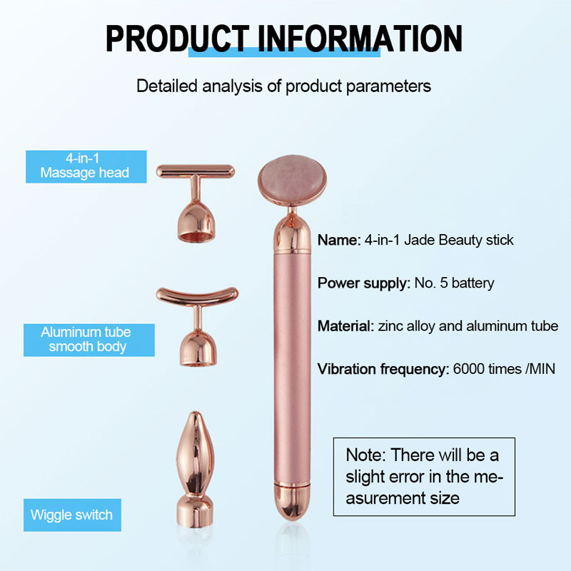 24K Gold Beauty Bar Arcmasszírozó Elektromos Vibráló Rózsakvarc 3D Roller Arc Lifting Test Arc Gua Sha Jade Roller