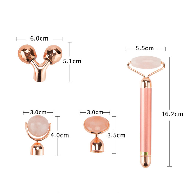 24K Gold Beauty Bar Arcmasszírozó Elektromos Vibráló Rózsakvarc 3D Roller Arc Lifting Test Arc Gua Sha Jade Roller