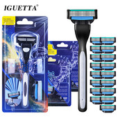 (1 rankena + 18 peilių) Vyriški skutimosi peiliukai visiškai nauji, aukštos kokybės Sharp 4 sluoksnių nerūdijančio plieno saugos skustuvo galvutės Mach 3