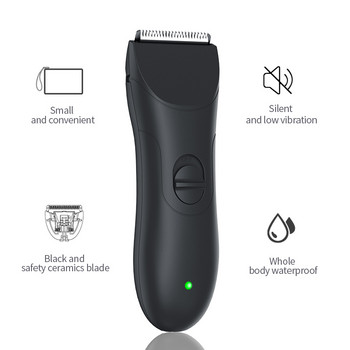 Машинка за подстригване на пубисни косми и самобръсначка за мъже - Грижа за тяло за слабини и топки Сменяемо керамично острие Електрическа самобръсначка IPX7 Водоустойчива