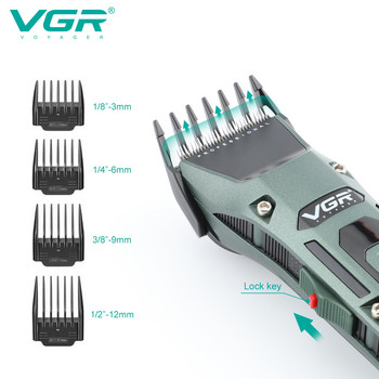 VGR Тример за коса Безжична машина за подстригване Професионална машинка за подстригване Електрическа бръснарска машинка за подстригване с цифров дисплей за мъже V-696