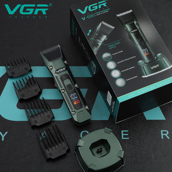 VGR Hair Trimmer Cordless μηχανή κοπής Επαγγελματική κουρευτική μηχανή Electric Barber Ψηφιακή κουρευτική οθόνη για άνδρες V-696