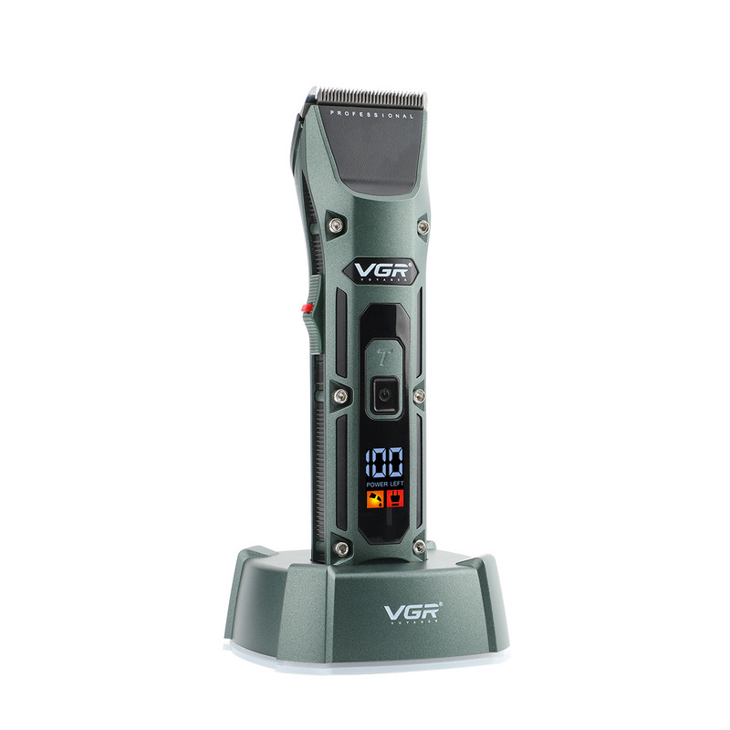 VGR Hair Trimmer Cordless μηχανή κοπής Επαγγελματική κουρευτική μηχανή Electric Barber Ψηφιακή κουρευτική οθόνη για άνδρες V-696