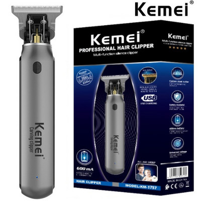 Kemei 1757 Машинка за подстригване Мъжки тример за брада Zero Gapped T-Blade Машина за подстригване Безжична професионална фризьорска фреза