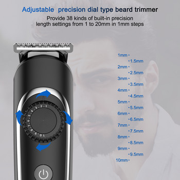 Професионален тример за брада Машинки за подстригване за мъже Тример за коса Комплект за подстригване 6 в 1 Водоустойчив акумулаторен