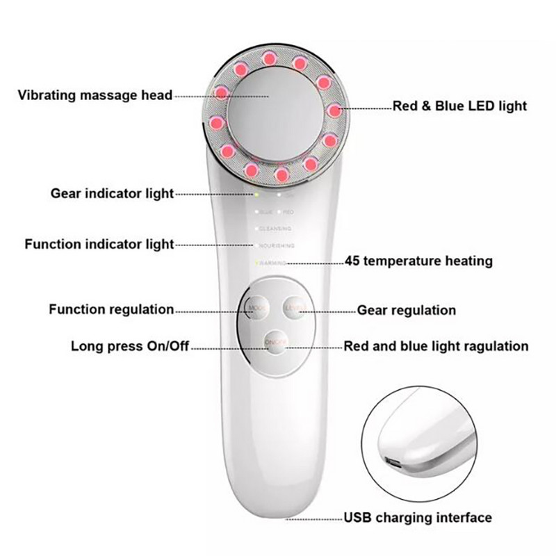 Arcmasszírozó LED fényterápia Arc emelő ránctalanító Bőrfeszesítő Hot Cool Beauty készülék