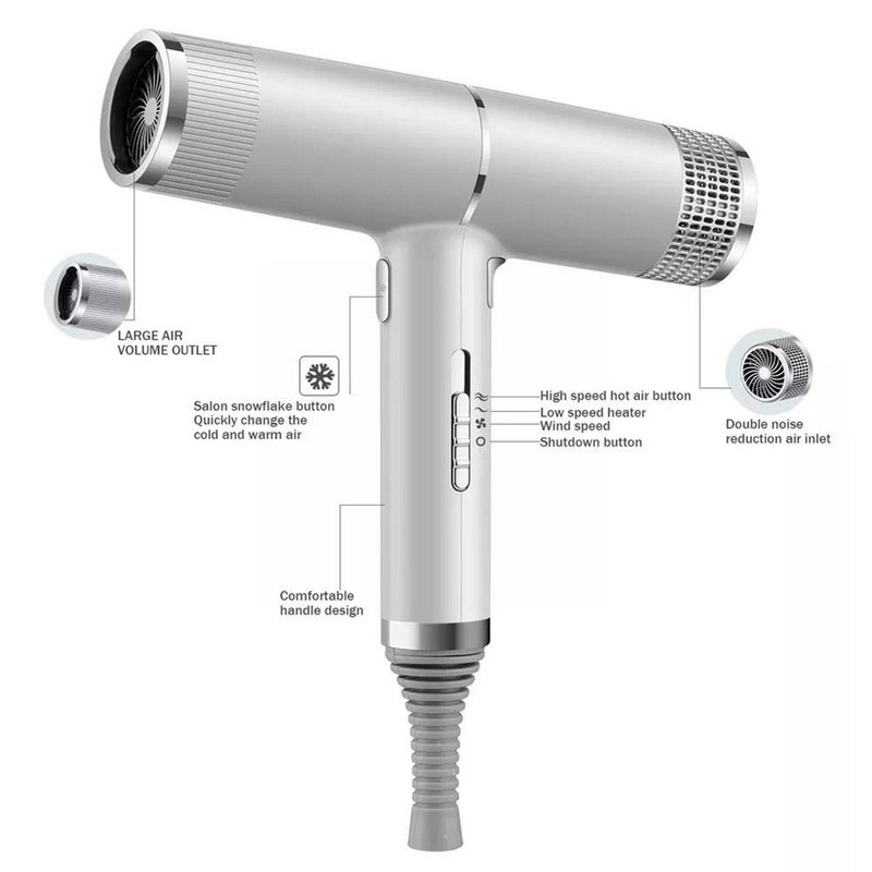 Jak vjetar Fen za kosu Difuzor za sušila za kosu Kućanski aparati Puhanje za kosu velike snage Plavo svjetlo Anionski antistatički alat za kosu F1N6
